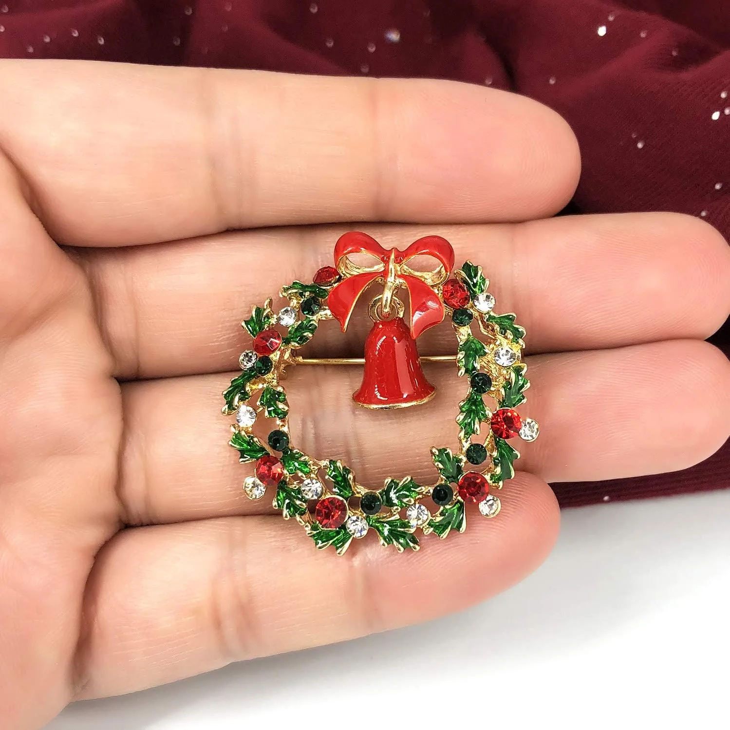 YOQUCOL Christmas Tree,Jingle,Wreath Shape Christmas Brooch Pins for Women Jewelry