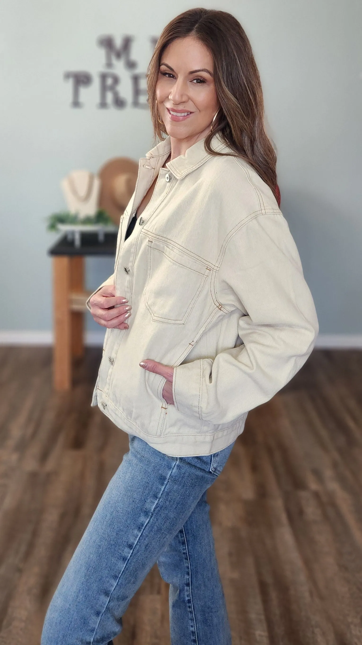 Your New Favorite Denim Jacket- Cream