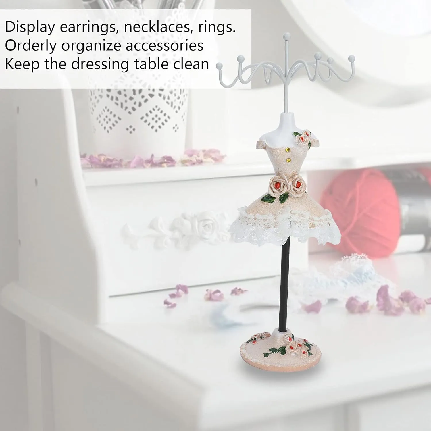 ZJchao Jewelry Display Stand, Model Dress Jewelry Display Stand Earrings Necklace Storage Doll Holder with Rotatable Bracket Bracelet Holder Organizer Rack Tower Decoration Dress Necklace Stand (#2)