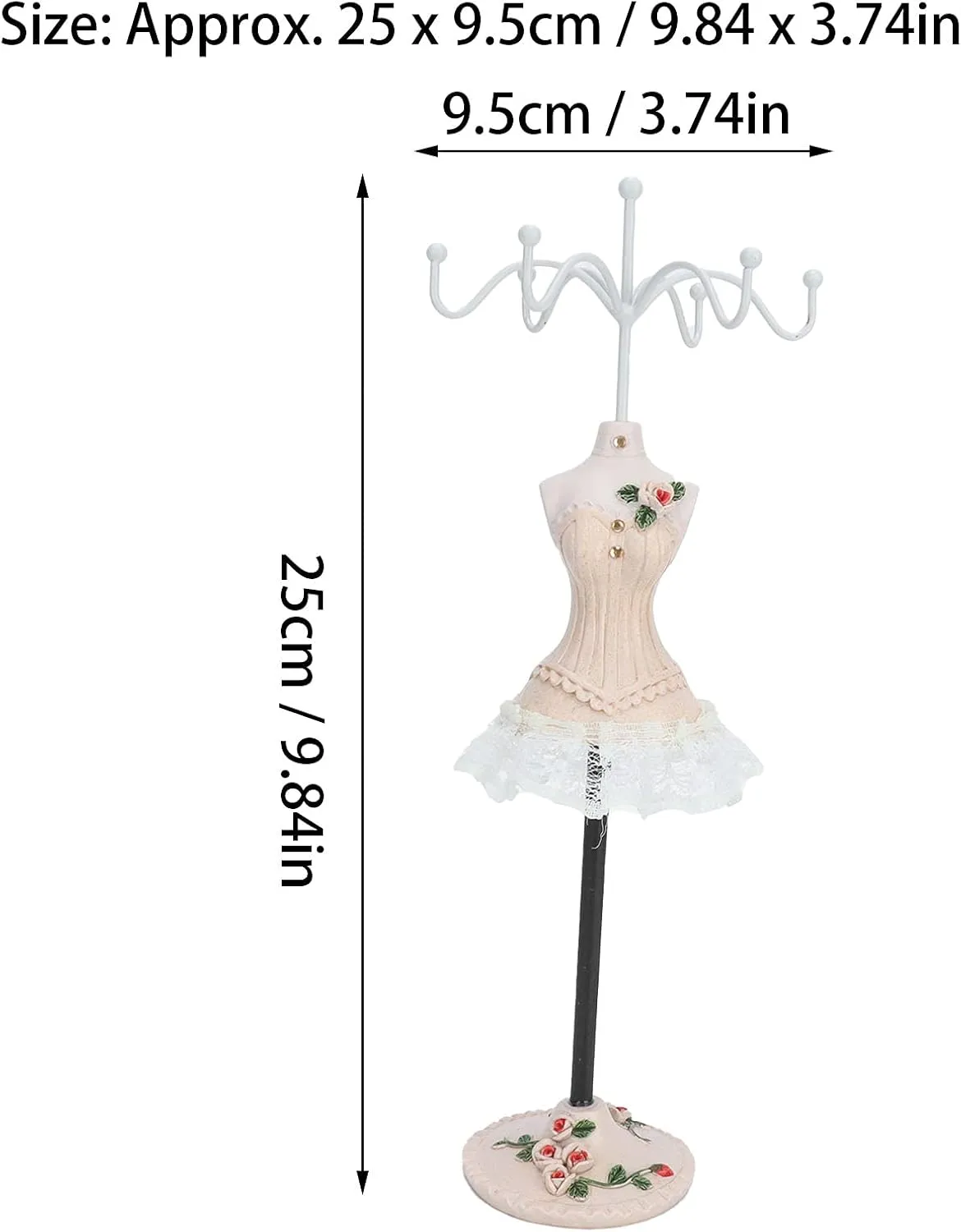 ZJchao Jewelry Stand Holder, Jewelry Towers Earrings Necklace Storage Polyresin Doll Holder with Rotatable Bracket Hanging Jewelry Organizer Rack Tower Decoration Dress Necklace Stand for Girls(#4)