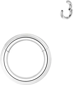 ZS Hinged Segment Clicker PA Ring Spring Action BCR Rings, 2G 4G 6G 8G 10G 12G Septum Nose Rings, Surgical Steel Pierced Body Jewelry for Men Women