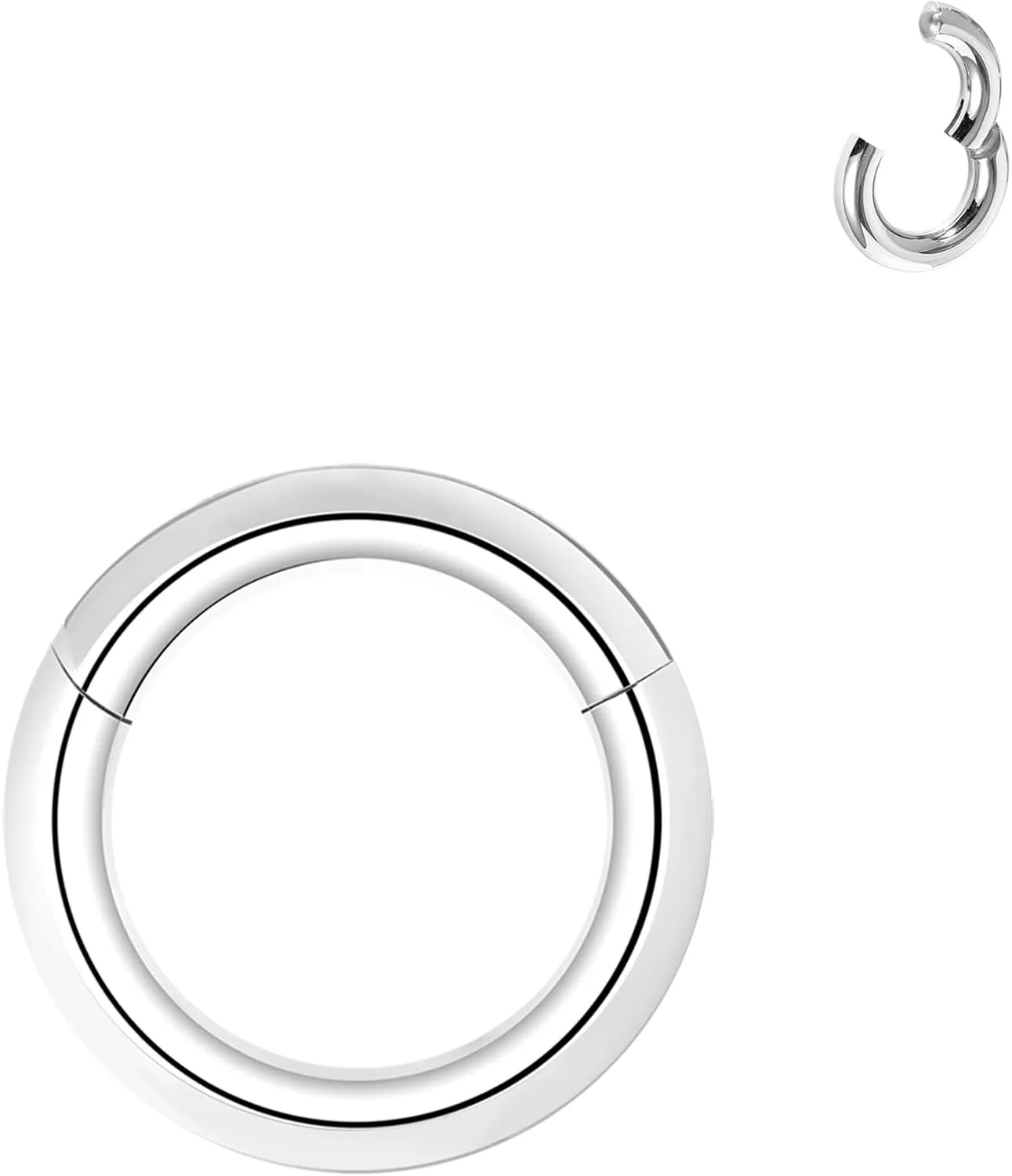 ZS Hinged Segment Clicker PA Ring Spring Action BCR Rings, 2G 4G 6G 8G 10G 12G Septum Nose Rings, Surgical Steel Pierced Body Jewelry for Men Women