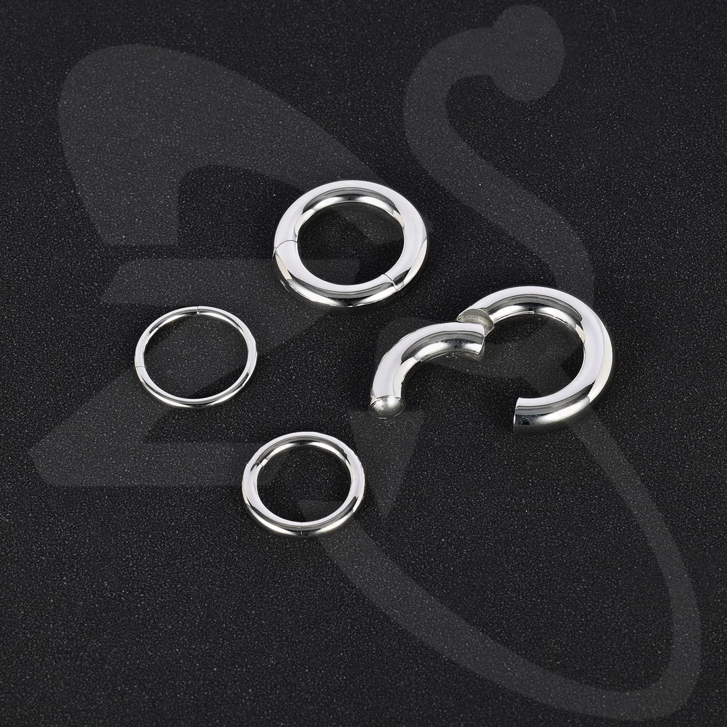 ZS Hinged Segment Clicker PA Ring Spring Action BCR Rings, 2G 4G 6G 8G 10G 12G Septum Nose Rings, Surgical Steel Pierced Body Jewelry for Men Women