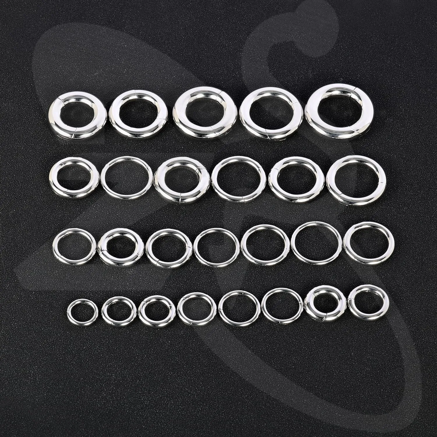 ZS Hinged Segment Clicker PA Ring Spring Action BCR Rings, 2G 4G 6G 8G 10G 12G Septum Nose Rings, Surgical Steel Pierced Body Jewelry for Men Women
